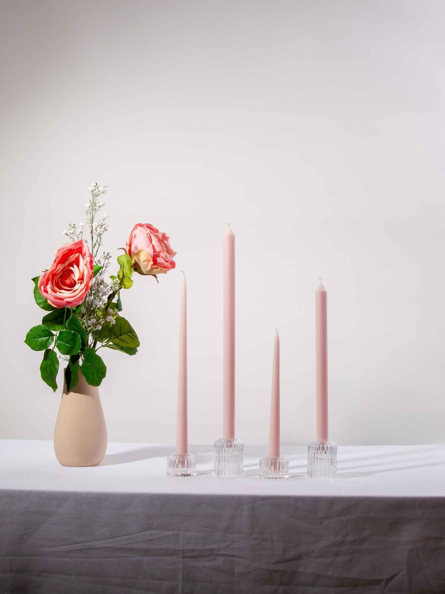 Pastel Pink 40cm Dinner Candle, Pack of 4