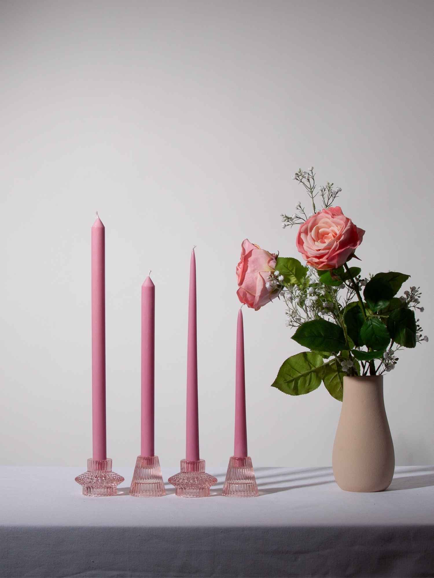 Rose Pink 40cm Dinner Candle, Pack of 4